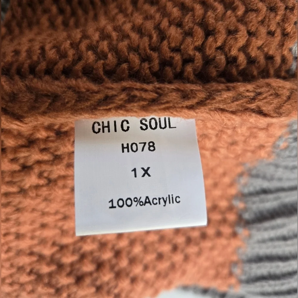 Chicsoul ,Women's Colorblock Crew Neck Sweater.Size 1X - Picture 4 of 8